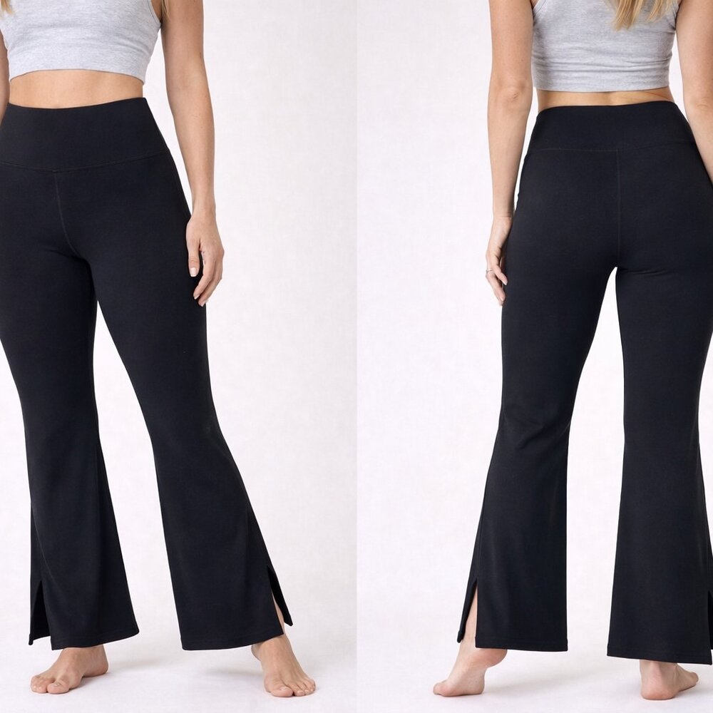 Yogalicious Lux Chelsea Side Slit Flare Leggings Black Women’s Small S Yoga